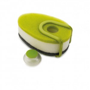 Sada houbiček s dávkovačem saponátu Joseph Joseph Soapy-Sponge™ - zelená