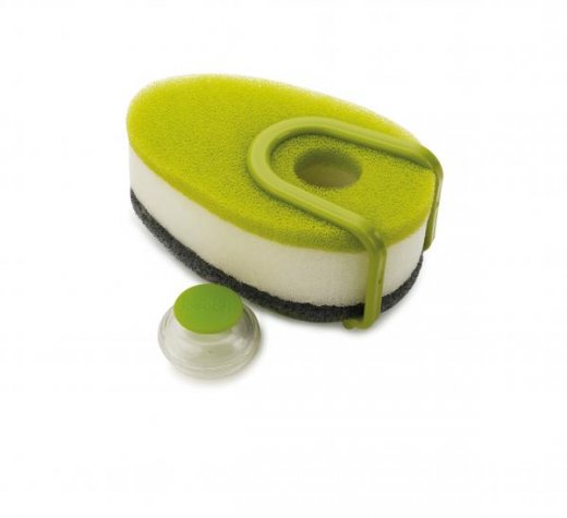 Sada houbiček s dávkovačem saponátu Joseph Joseph Soapy-Sponge™ - zelená