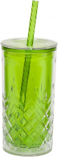 Plastový pohár s brčkem zelený