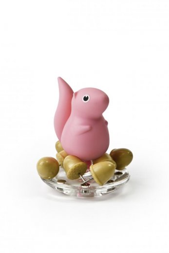 Stojan s připínáčky Qualy Squirrel & Acorn - růžový