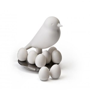 Stojan s magnetkami Qualy Magnetic Egg Sparrow - bílý