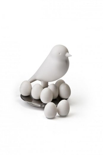 Stojan s magnetkami Qualy Magnetic Egg Sparrow - bílý