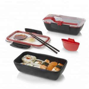 Lunch box BLACK-BLUM Bento, černý/červený