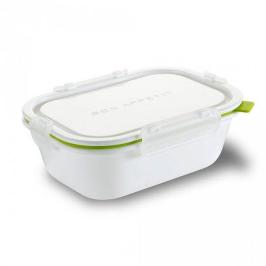 Lunch Box Rectangle L BLACK-BLUM, 1005ml, bílý/zelený