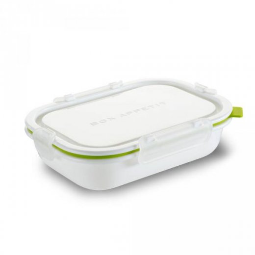 Lunch Box Rectangle S BLACK-BLUM, 715ml, bílý/zelený