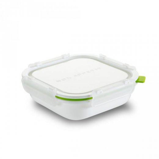 Lunch Box Square S BLACK-BLUM, 640ml, bílý/zelený