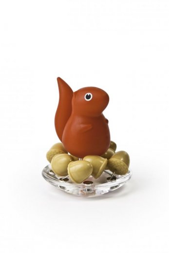 Stojan s připínáčky Qualy Squirrel & Acorn - červený