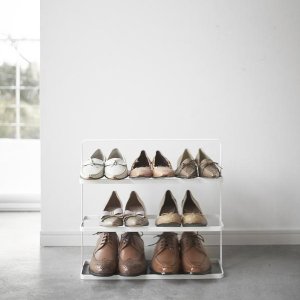 Stojan na boty Yamazaki Tower Shoe Rack - široký, bílý