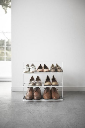 Stojan na boty Yamazaki Tower Shoe Rack - široký, bílý