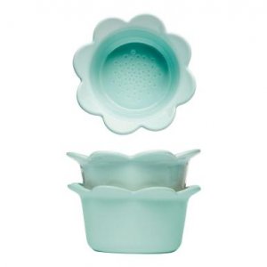 Porcelánové misky SAGAFORM Piccadilly malý kvítek, tyrkysové, 2 ks