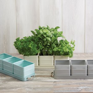 Květináče na bylinky (kov) krémové, s madly na přenášení, KITCHEN CRAFT Living Nostalgia