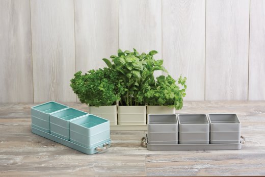 Květináče na bylinky (kov) krémové, s madly na přenášení, KITCHEN CRAFT Living Nostalgia