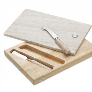 Kompletní sada na servírování sýru s noži (mramor, dřevo) KITCHEN CRAFT Artesa (31x21cm)
