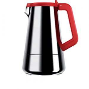 Elegantní moka konvička 4-cups (hliník) VICE VERSA Caffeina, červená