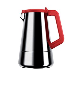 Elegantní moka konvička 4-cups (hliník) VICE VERSA Caffeina, červená