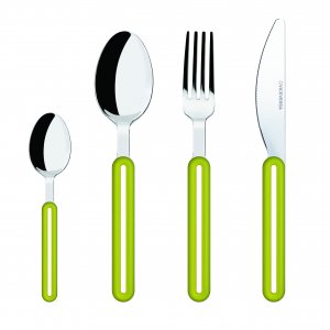 Příborová sada 24 ks., zelená (nerez, plast), VICE VERSA Offset