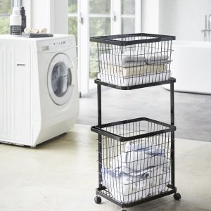 Vozík na koše s prádlem YAMAZAKI Tower Laundry Wagon, černý