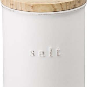 Keramická dóza na sůl (vintage) s dřevěným uzávěrem YAMAZAKI Tosca Salt