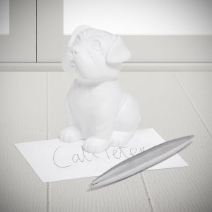 Magnetický stojan s perem/těžítko na listy (pejsek) Balvi Woof !, bílý