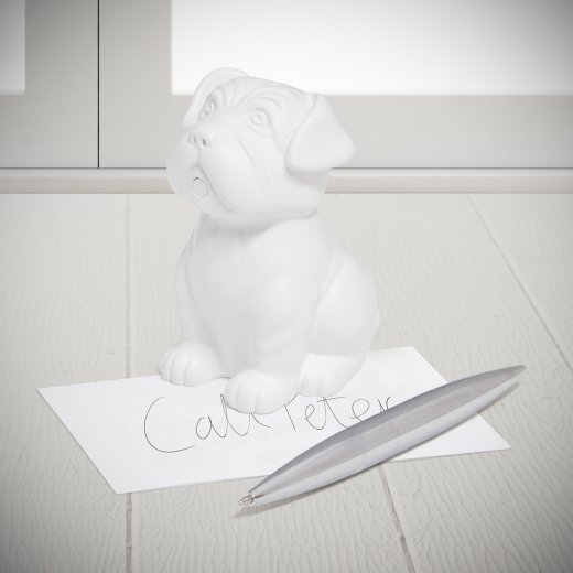Magnetický stojan s perem/těžítko na listy (pejsek) Balvi Woof !, bílý