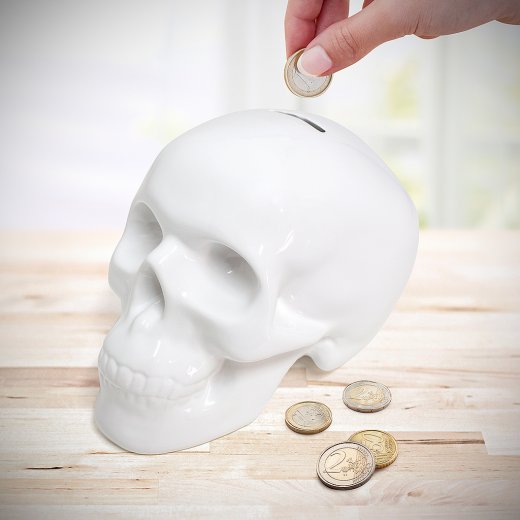 Porcelánová kasička Balvi Skully, bílá
