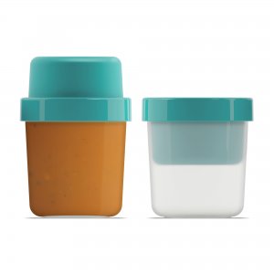 Dvoudílná sada nádob na polévku a pečivo Soup pot JOSEPH JOSEPH GoEat ™, 300/600 ml, modrozelená