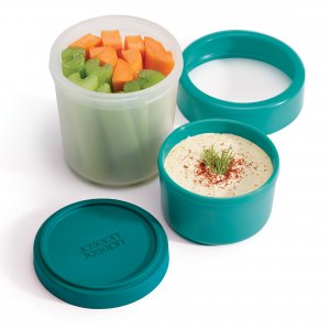 Dvojdílná sada svačinových nádobek na zeleninu, müsli/jogurt JOSEPH JOSEPH GoEat™, 100/240ml, modrozelená