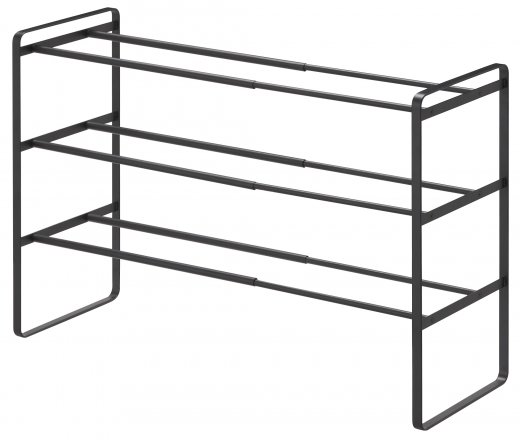 Šířkově nastavitelná police na boty Yamazaki Frame Shoe Rack 3, černá