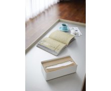 Zásobník na papírové ubrousky (kov, dřevo) Yamazaki Rin Box, bílý