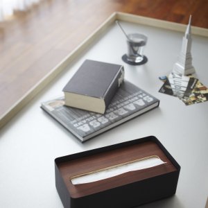 Zásobník na papírové ubrousky (kov, dřevo) Yamazaki Rin Box, černý