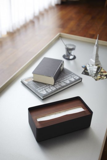 Zásobník na papírové ubrousky (kov, dřevo) Yamazaki Rin Box, černý