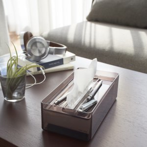 Zásobník papírových ubrousků Yamazaki Lux Box, hnědý/transparentní