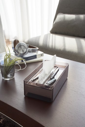 Zásobník papírových ubrousků Yamazaki Lux Box, hnědý/transparentní