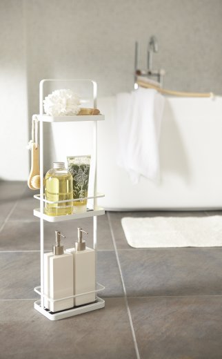 Poličky do koupelny Yamazaki Tower Bath Rack 3, bílé