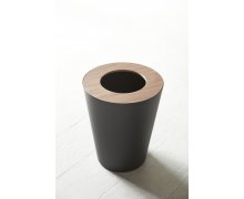 Odpadkový koš Yamazaki Rin Round, tmavý (kov, dřevo)