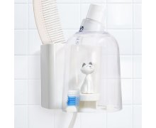 Nástěnný držák na kartáčky, zubní pastu, toaletní potřeby Balvi Kitty (bílý)