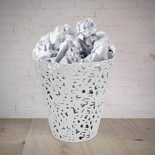Kancelářský odpadkový koš Balvi Letters, (plast) bílý