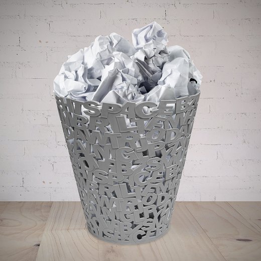 Kancelářský odpadkový koš Balvi Letters, (plast) šedý