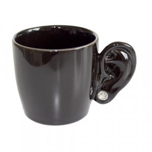 Porcelánový hrnek s "uchem" INVOTIS Ear Cup, černý