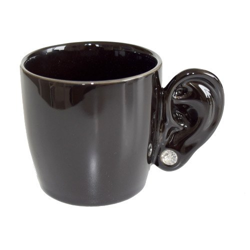 Porcelánový hrnek s "uchem" INVOTIS Ear Cup, černý