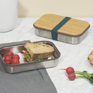 Sandwich Box BLACK-BLUM nerez /bambus, modrý (víko i jako podnos/deska na krájené)