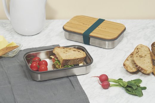 Sandwich Box BLACK-BLUM nerez /bambus, modrý (víko i jako podnos/deska na krájené)