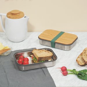 Sandwich Box BLACK-BLUM nerez/bambus, zelený (víko i jako servírovací podnos / deska na krájené)