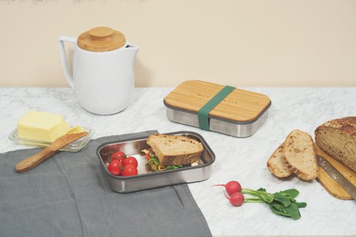 Sandwich Box BLACK-BLUM nerez/bambus, zelený (víko i jako servírovací podnos / deska na krájené)