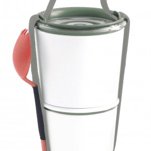 Misky na jídlo s popruhem a lžící Black-Blum (300/550 ml.) Bílá, olivová