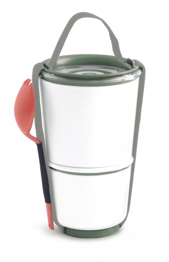 Misky na jídlo s popruhem a lžící Black-Blum (300/550 ml.) Bílá, olivová