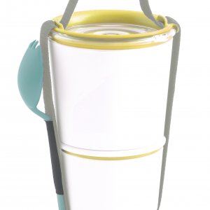 Misky na jídlo s popruhem a lžící Black-Blum (300/550 ml.) Bílá, medová