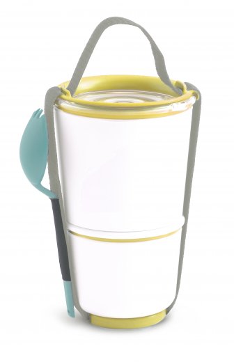 Misky na jídlo s popruhem a lžící Black-Blum (300/550 ml.) Bílá, medová