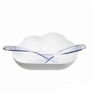 Salátová mísa se servírovacími nástroji QUALY Cloud, bílá (plast)