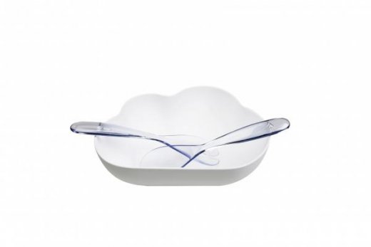 Salátová mísa se servírovacími nástroji QUALY Cloud, bílá (plast)